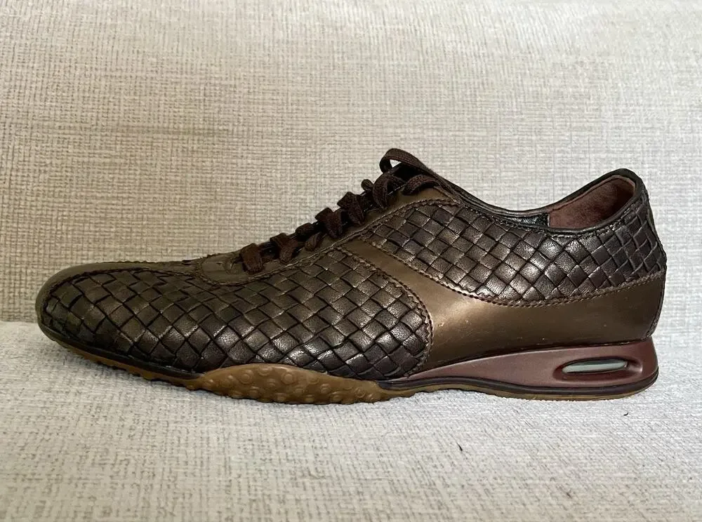 Cole Haan Sadie Woven Leather Sneakers Shoes Brown Bronze Womens Sz 7